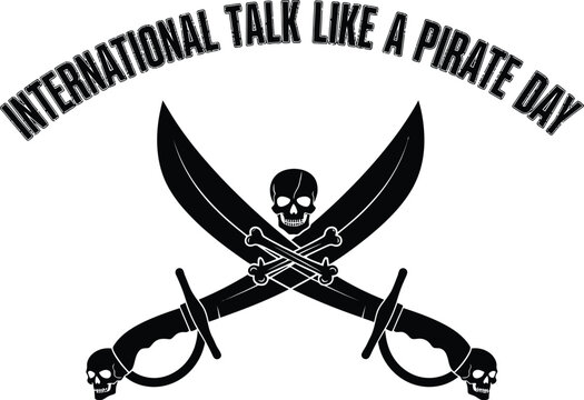 Illustration of international talk like a pirate day with crossed swords and skull, perfect for celebrating the fun holiday