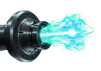 Futuristic energy beam emitter isolated on transparent background