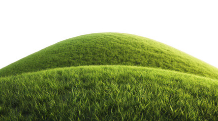 A lush green grassy hill isolated on a transparent background, representing nature and growth