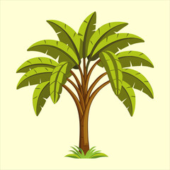 Obraz premium Banana tree with green leaves vector art