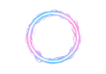 Glowing electric oval ring with pink and blue hues on black background