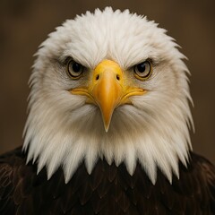 Fototapeta premium A close-up portrait of a majestic American bald eagle with a white head and sharp beak