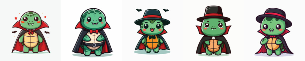 turtle vector in Dracula costume