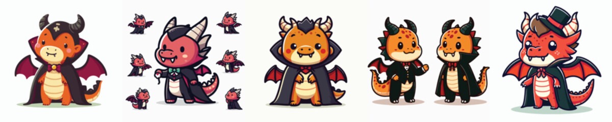 dragon vector in Dracula costume