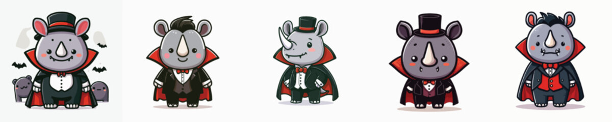 rhino vector in Dracula costume