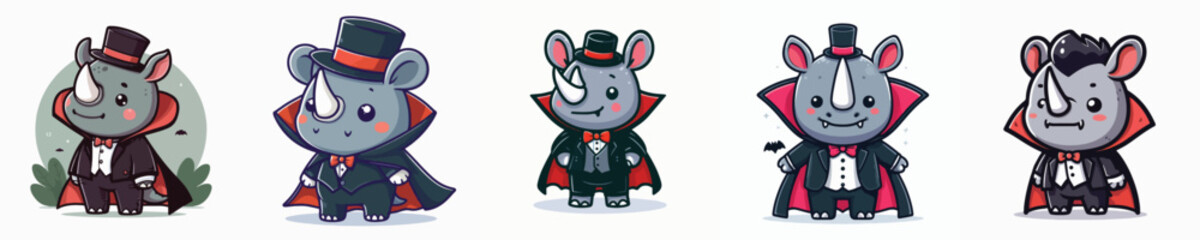 rhino vector in Dracula costume