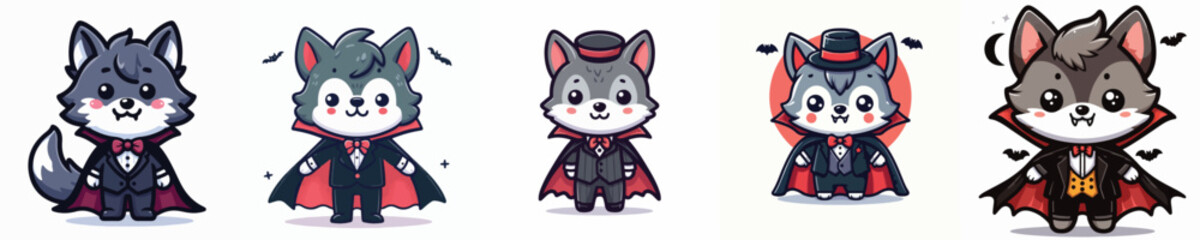 wolf vector in Dracula costume
