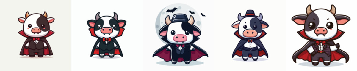cow vector in Dracula costume
