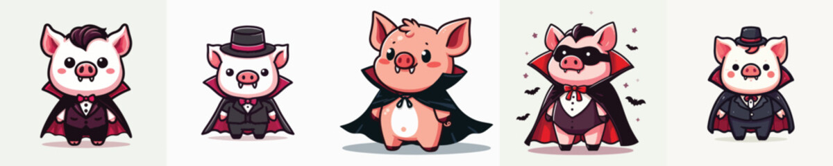 Dracula costumed pig vector