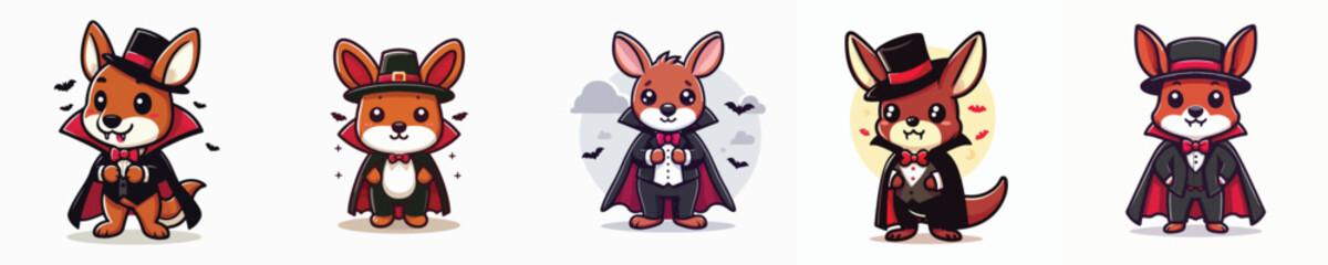 kangaroo vector in Dracula costume