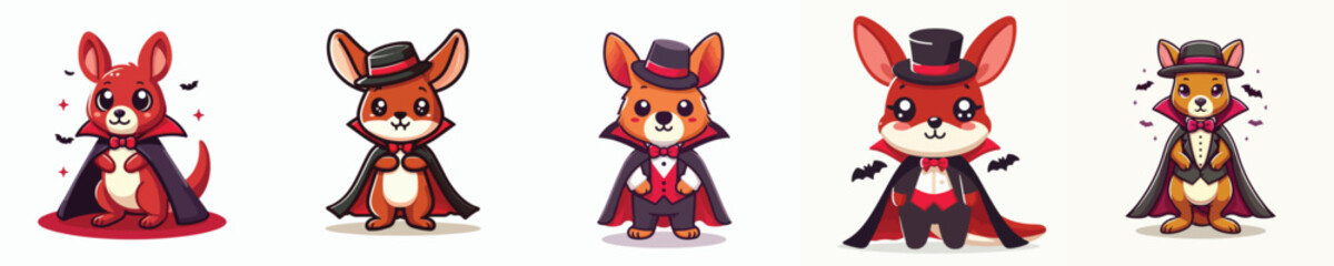 kangaroo vector in Dracula costume