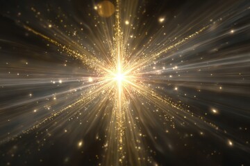 Fototapeta premium Glistening gold star with radiant white glow and enchanting light effects for captivating design inspirations and decor themes