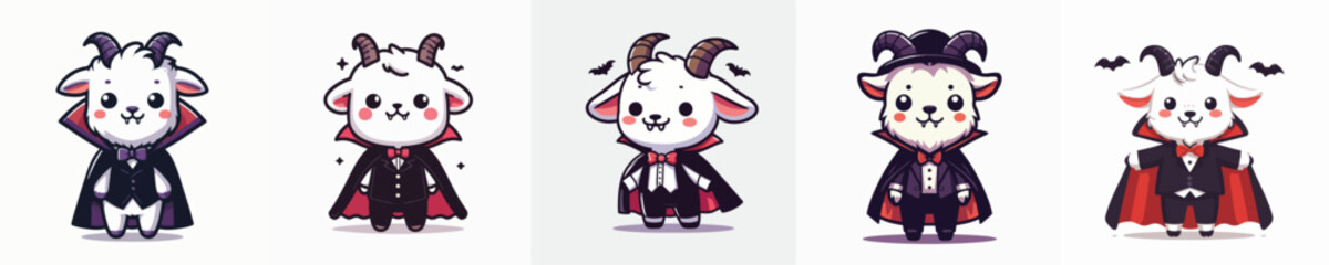 goat vector in Dracula costume