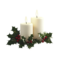christmas candle and holly