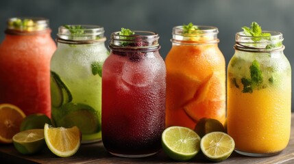 Refreshing Fruit Infused Water in Mason Jars