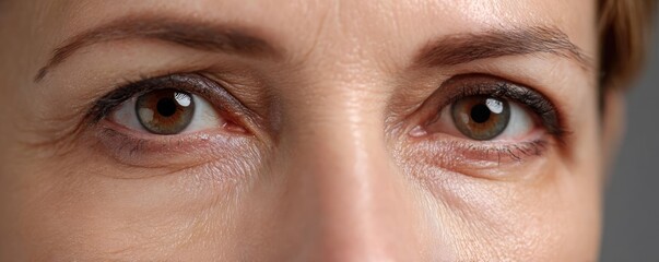 Puffy eyelids with swollen circles concept. Close-up of expressive human eyes, revealing deep emotions.