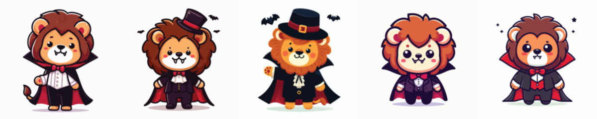 vector lion cute cosplay dracula