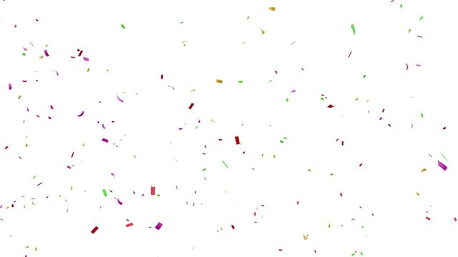 3D confetti explosion with transparent background. Celebration Party Burst Effect. Confetti Particles failing with luma Matte Channel. 4k stock video.
