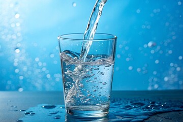 A glass of water is being poured into it