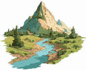 "Majestic Mountain River Landscape"