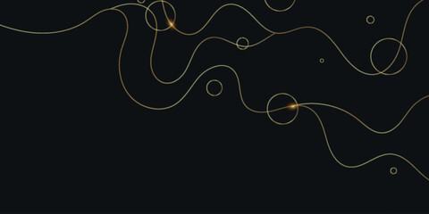 Abstract background with dynamic circular dots and golden wavy lines. Vector illustration. Modern design for banners, covers, certificates, invitation cards, websites. Vektor vol. 2