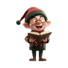 3d little boy reads the book