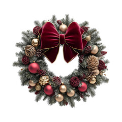 christmas wreath on white background
