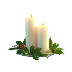 christmas candle and holly