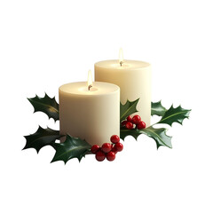 christmas candle and holly