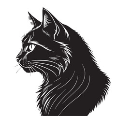 black meow Silhouette Vector, High Quality Illustration on White Background