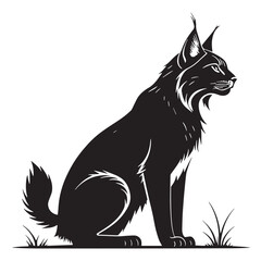 black lynx Silhouette Vector, High Quality Illustration on White Background