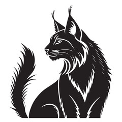 black lynx Silhouette Vector, High Quality Illustration on White Background