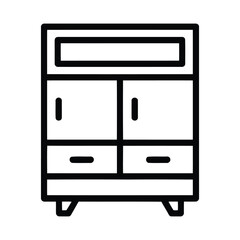 Cabinet furniture vector illustration, Minimalist line art icon.