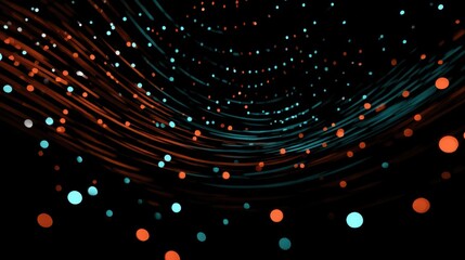 Obraz premium Vibrant bubbles in shades of blue and orange swirl through a dark background, creating a captivating visual experience. The flowing movement evokes energy and creativity.