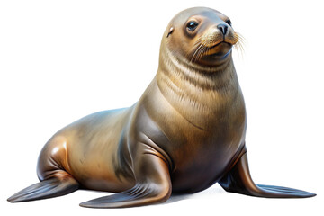 Obraz premium A majestic sea lion poses on a dark background