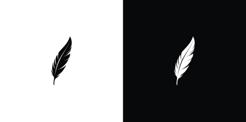 Fototapeta premium Black and white feather silhouette on contrasting backgrounds