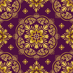 Mandala, flowers, red dark purple background