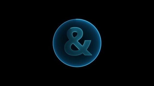 Neon text in & icon animatio on black background. video animation drawing neon & ampersand sign or symbol, on a neon chroma key.