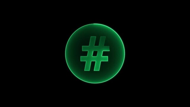 A  # (hashtag) icon animated on a solid black background. The icon is drawn with smooth glowing white strokes in a minimalist vector style. The animation loops seamlessly.
