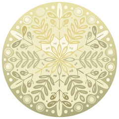 Elegant botanical mandala illustration with leaves and petals arranged in circular symmetry