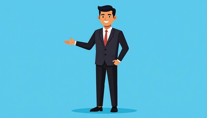 Businessman Presenting, Studio Background