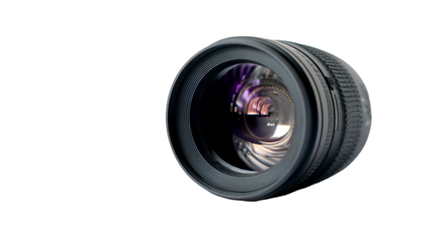 Camera lens for professional photography isolated on transparent background
