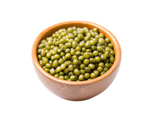 A bowl filled with green mung beans
