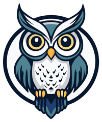 Fototapeta premium Stylized cartoon wise owl mascot emblem vector illustration design