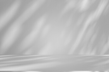 Wall interior background, studio and backdrops show products.with shadow from window color white and grey. background for text insertion and presentation product	
