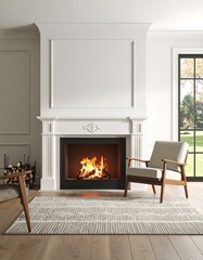 Cozy fireplace room, elegant design