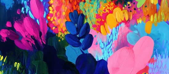 Vibrant abstract painting with bold colors and expressive brushstrokes