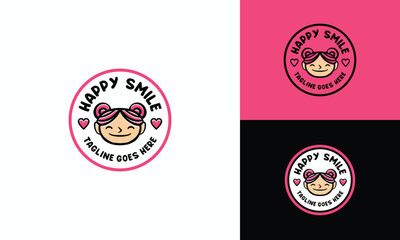 Happy Girl Logo Design lady Beauty Symbol Graphic