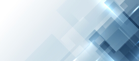 Abstract white and blue square shape with futuristic hi technology concept background