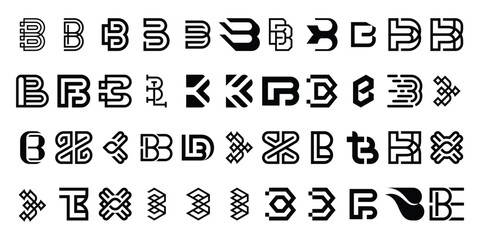collection of monogram initial letter B abstract logo design vector, icon for business and technology. © Irwan